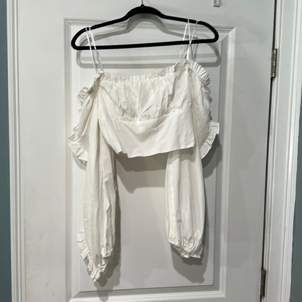 Off the shoulder, cropped, long sleeve!